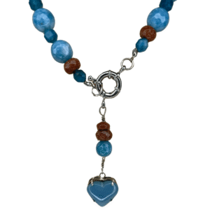 Collar Handmade blue heart