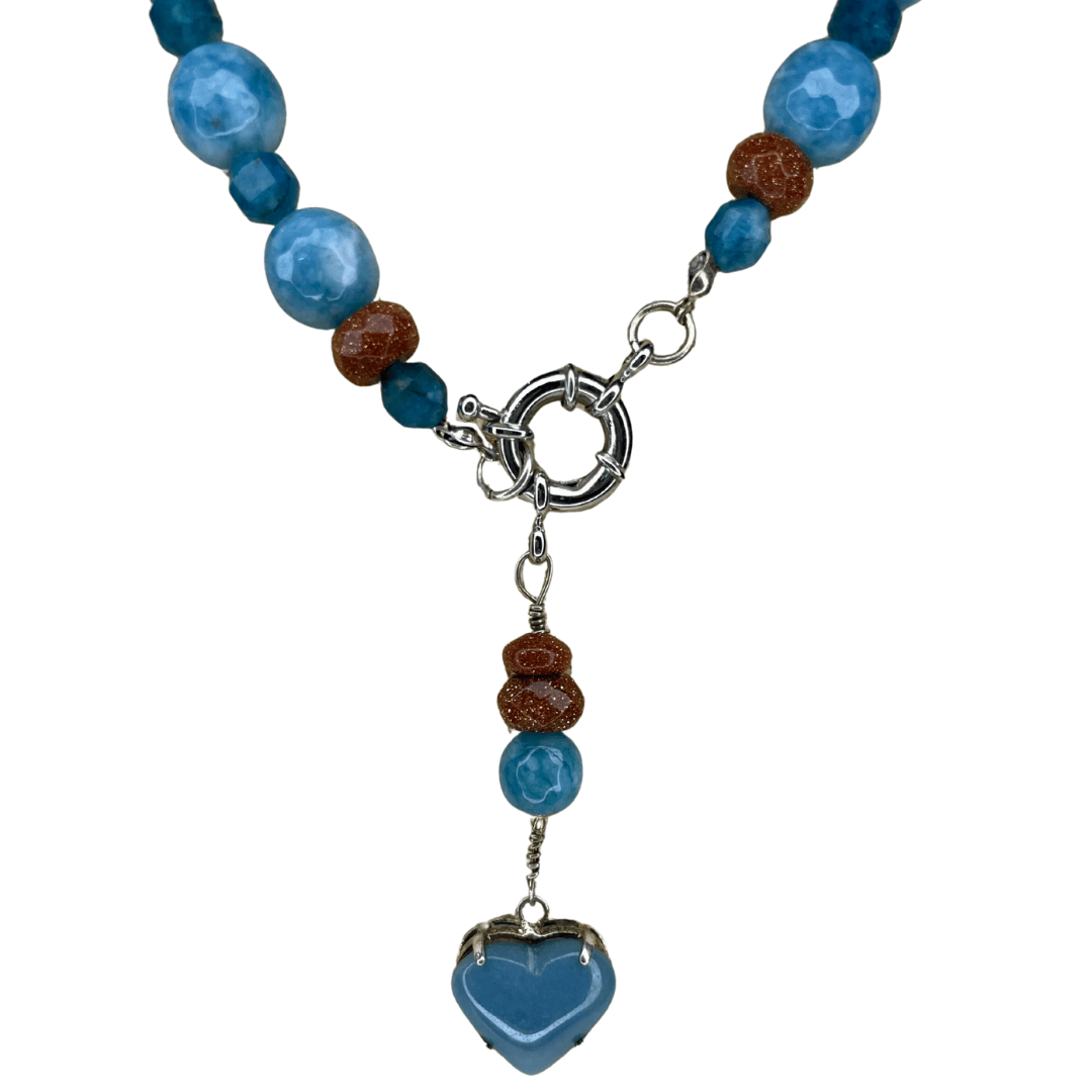 Collar Handmade blue heart